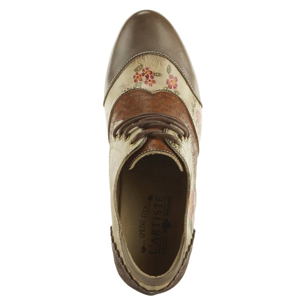 L'ARTISTE ADELVICE FLEUR SHOES GREY MULTI BROWN FLOWER OXFORD LOAFER 9 FIT SMALL - Picture 5 of 7
